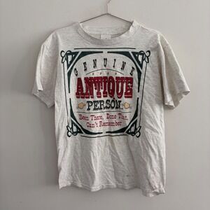 Vintage 90s Laid Back Genuine Antique Person T-Shirt Grey Large